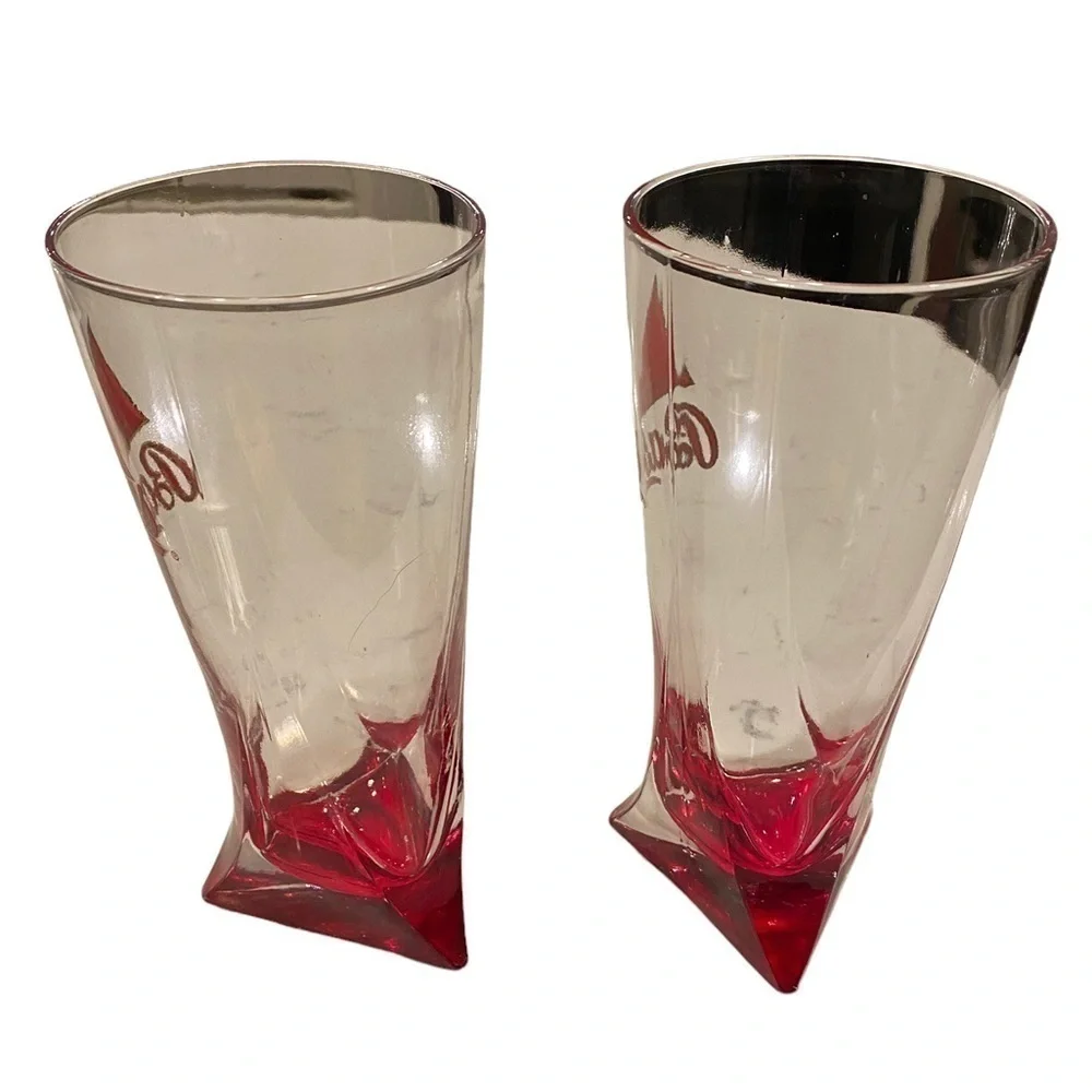 BASS ALE Beer Glasses Red Triangle Bottom English Bar Decor British Barware